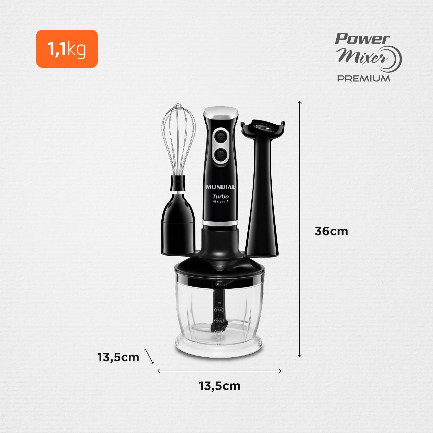 Mixer Turbo Mondial M-14 3 Em 1 Potencia 350w 60hz 110v Mixer Turbo Mondial M-14 3 Em 1 Potencia 350w 60hz 110v